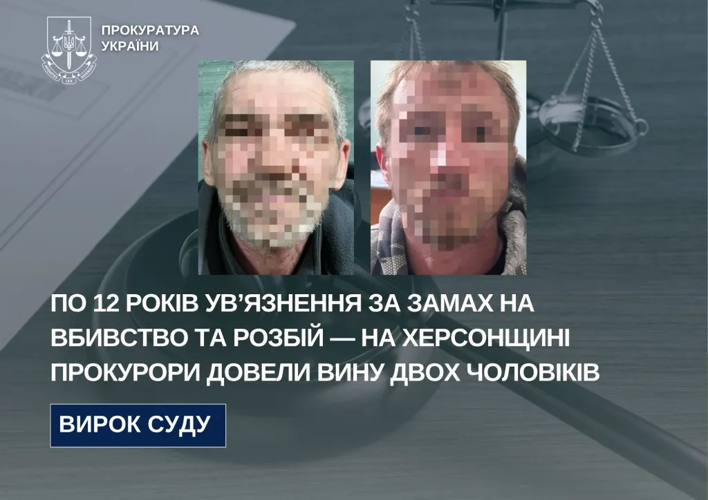 На Херсонщині винесли вирок двом чоловікам за замах на вбивство та розбій