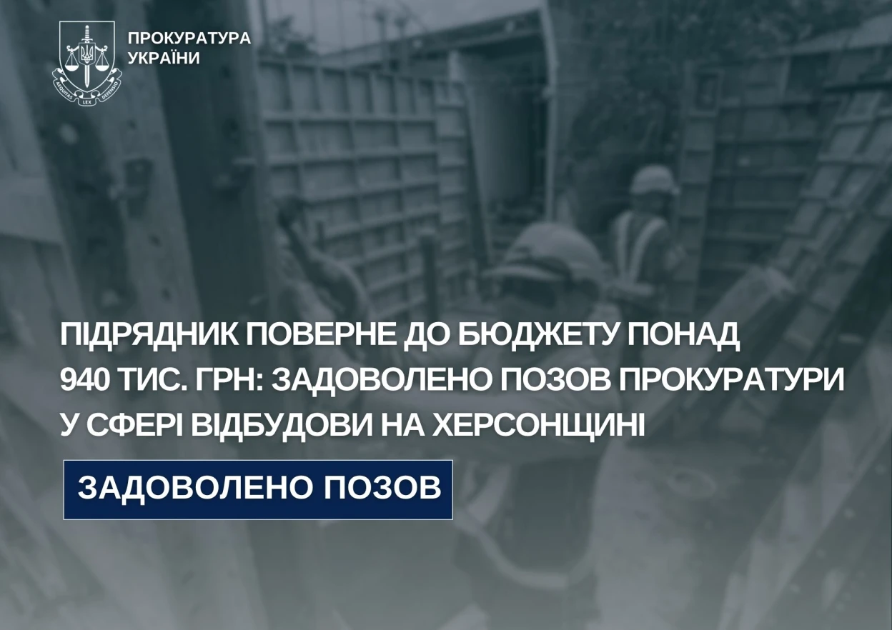 Підрядника, який відбудовував житло на Херсонщині, зобов’язали повернути 945 тисяч гривень