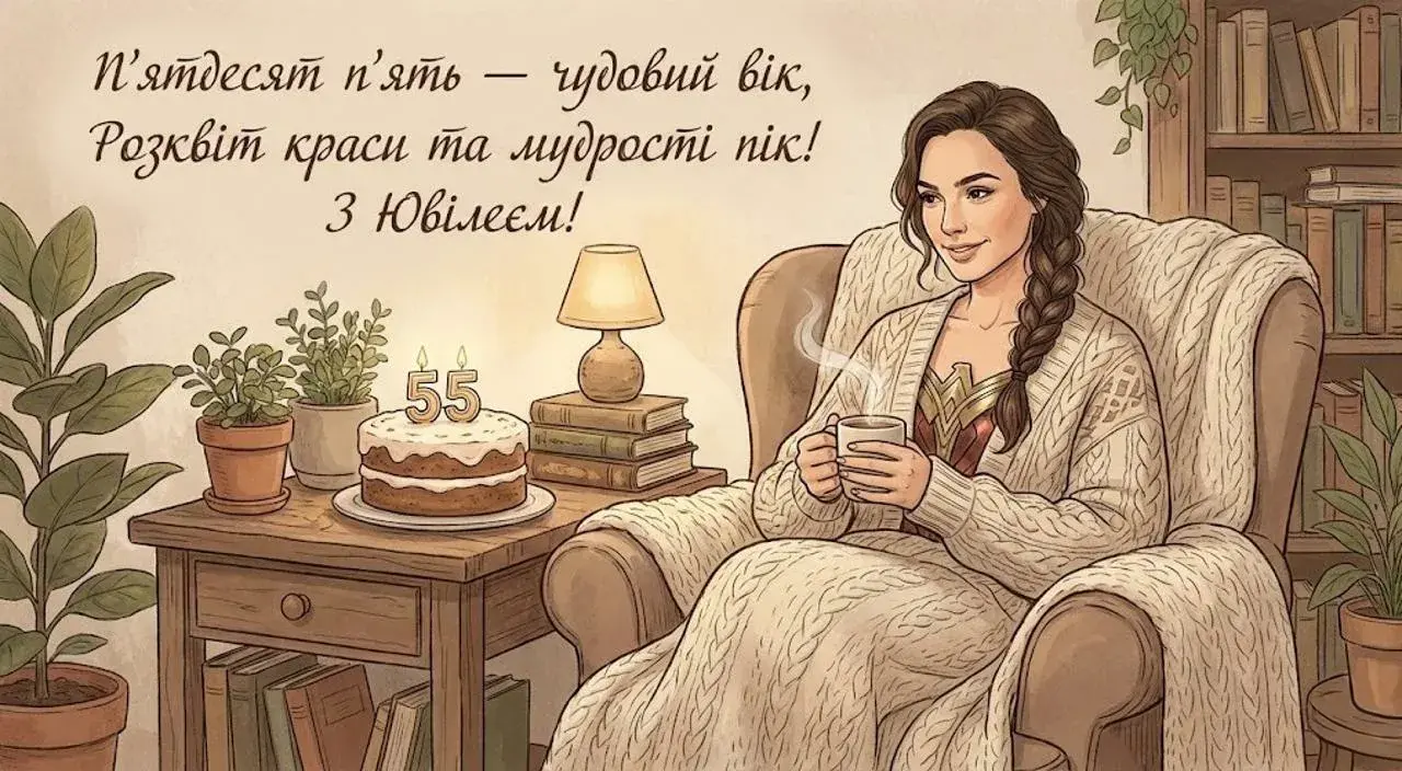 Привітання з ювілеєм 55 років для жінки у віршах та прозі