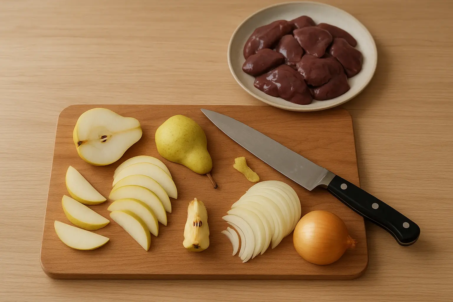 куряча печінка з грушею