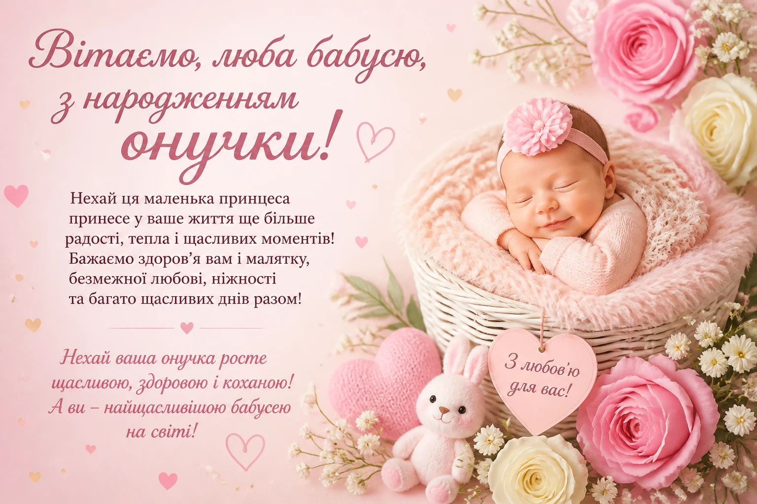 Привітання для бабусі з народженням онучки