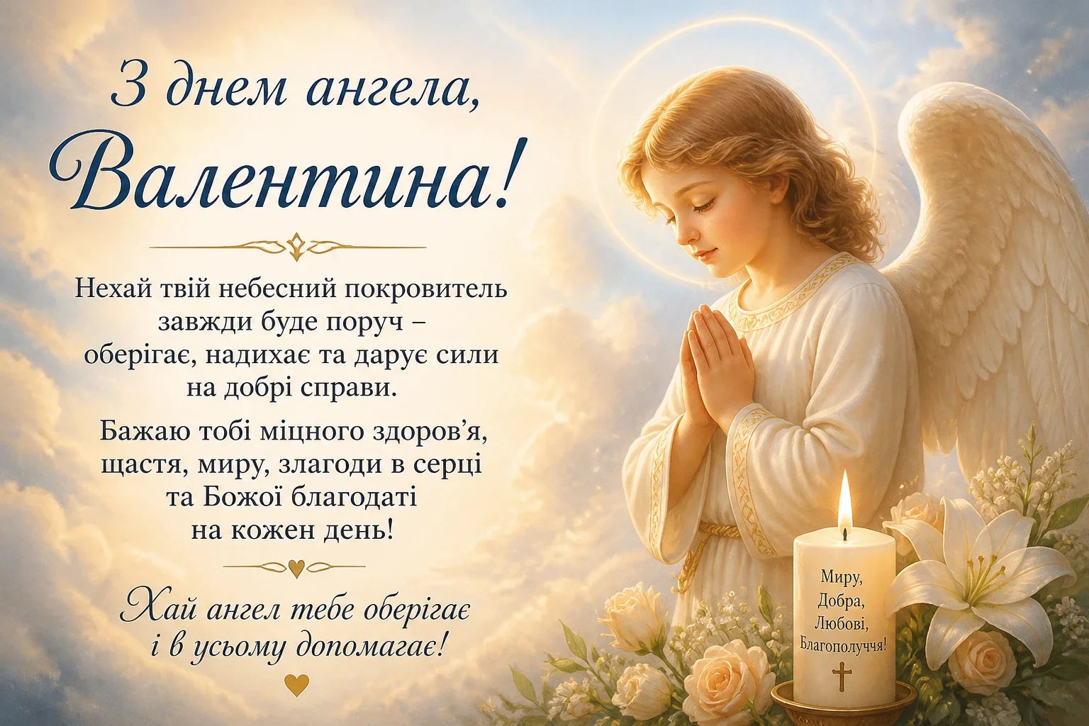 Привітання з днем ангела для Валентина