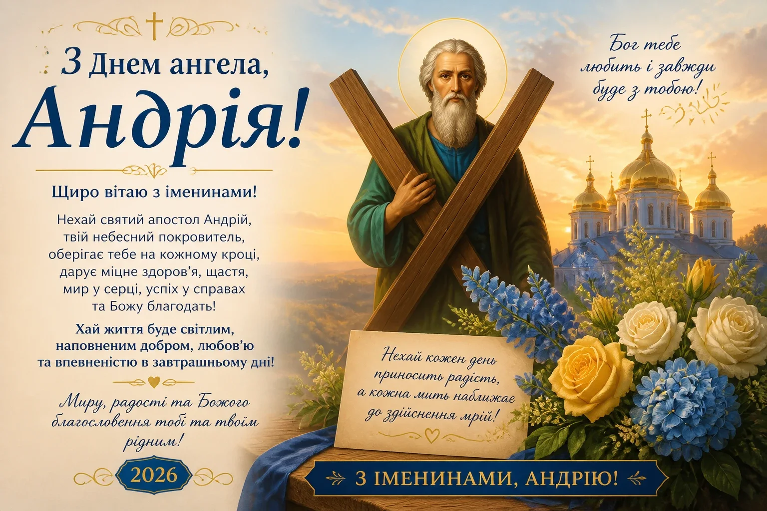 Привітання на іменини Андрія 2026 року