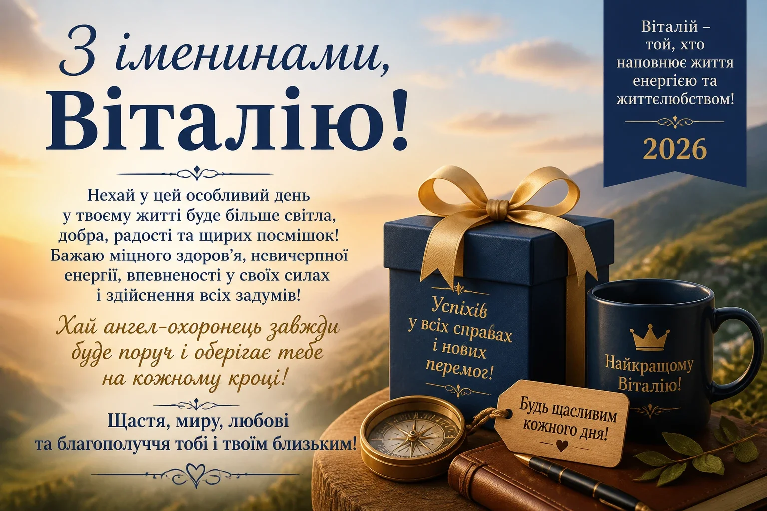 Привітання на іменини Віталія 2026