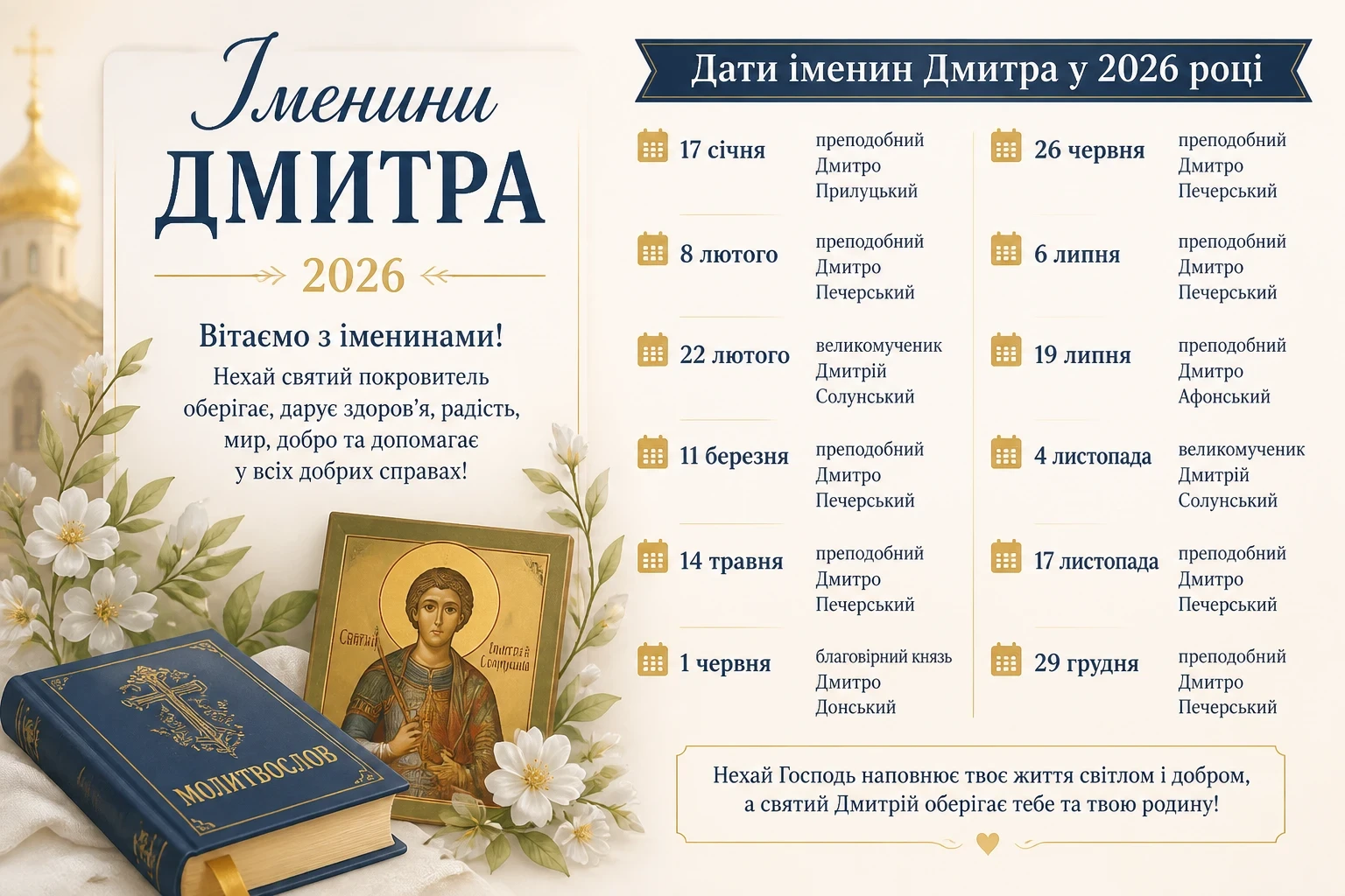 Іменини Дмитра 2026