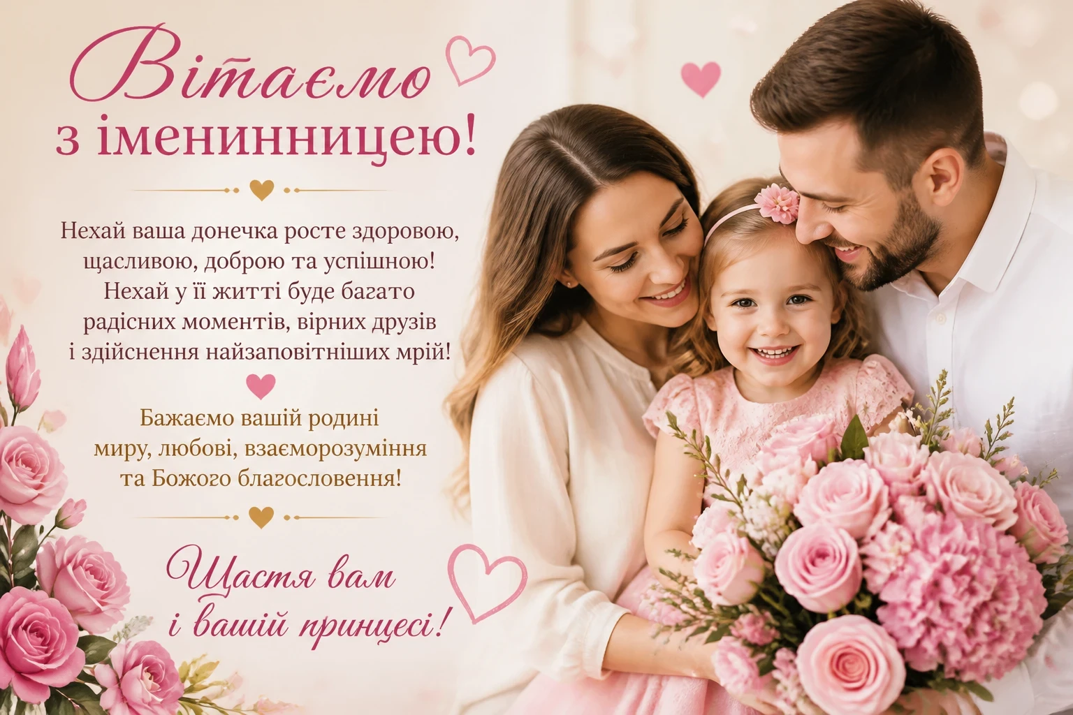 Привітання батькам з іменинницею